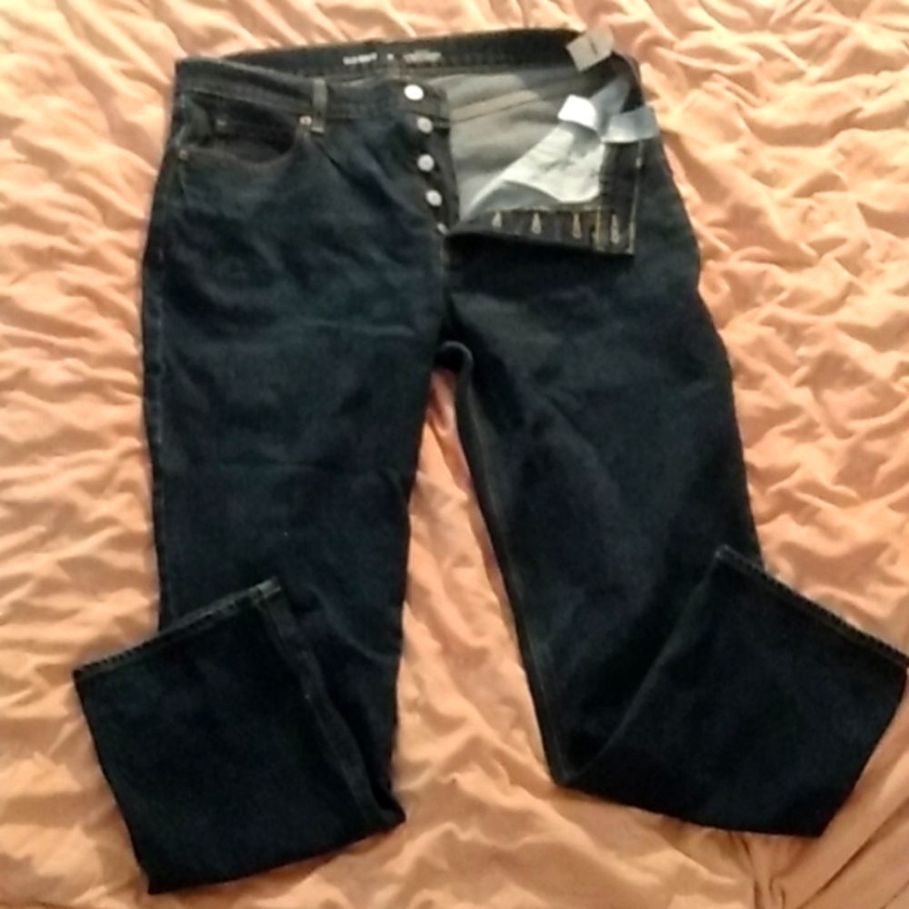 NWT Old Navy button fly high-rise slouchy straight secret-slim pockets size 12